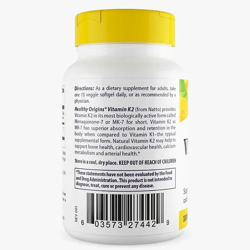 Вітаміни та мінерали Healthy Origins Vitamin K2 100 mcg as MK-7 Natural, 60 вегакапсул - фото 2
