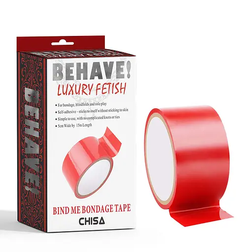 Бондажна стрічка Behave Luxury Fetish Bind Me Bondage Tape 15 м червоний - фото 2