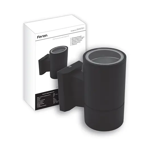 Архитектурный накладной светильник Feron DH0701 под лампу черный - фото 1