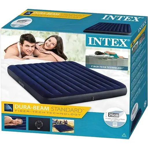 Двомісний надувний велюровий матрац Intex з підголівником (64143), розмір 203x152x25см - фото 2