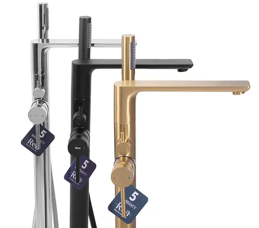 Смеситель для ванны Rea Flores black напольный REA-B2711 Черный матовый - фото 4