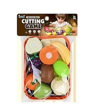Продукты на липучке JQ 912-4, 10 элементов, овощи, фрукты, поднос, досточка, нож, в пакете (6974726400892) - фото 1