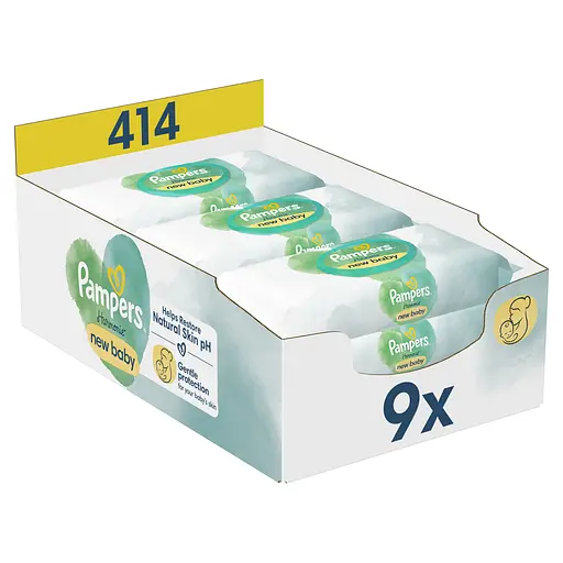 Уценка. Детские влажные салфетки Pampers Harmonie New Baby Aloe Vera 414 шт. (9 уп. по 46 шт.)