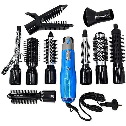 Фен-шітка-браш Gemei 4833 стайлер з обертовими насадками щітка для накрутки завивки волосся гребінець - фото 1