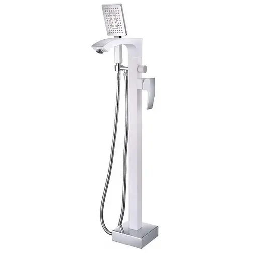 G3007-8 Змішувач для ванни підлоговий короткий гусак білий/хром Ø35 Gappo Jacob 1/3 Білий - фото 1