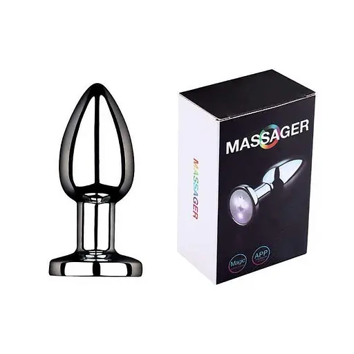 Пробка анальная стальная с вибрацией и светодиодами USB 7,2 см. K000786