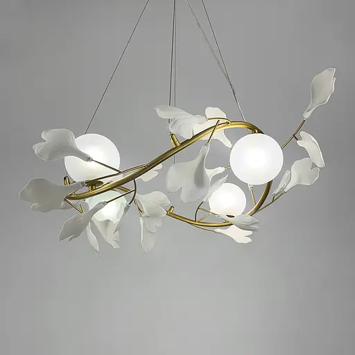 Подвесная люстра во флористических мотивах в корпусе-кольцо Line.F Диаметр 65 см - фото 5