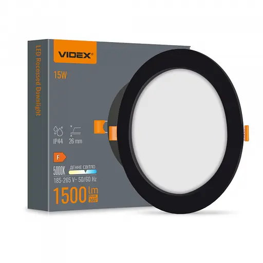 LED світильник Back вбудований круглий VIDEX 15W 5000K Black - фото 1
