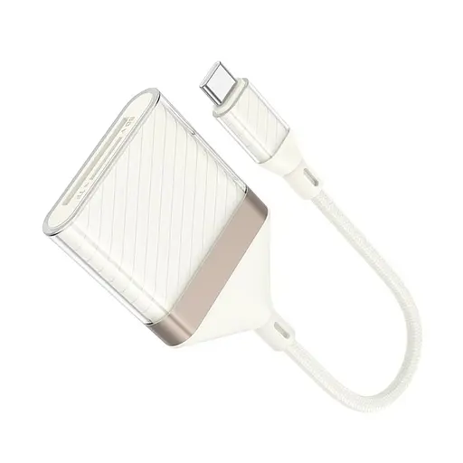 Адаптер перехідник Hoco UA40A 2 в 1 Type-C to TF/SD apricot - фото 6