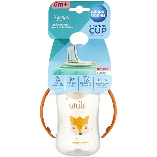 Кружка тренувальна Canpol babies Cute Animal з силіконовим носиком 320 мл помаранчева (56/512_ora) - фото 3