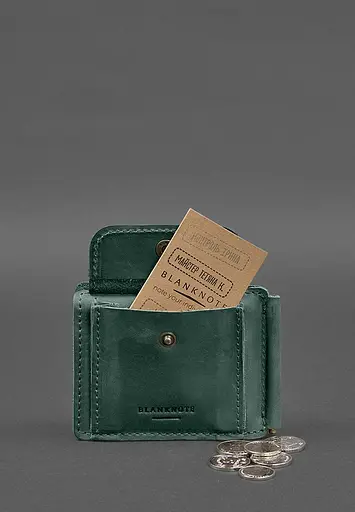 Кожаный портмоне 13.0 зажим Зеленый Crazy Horse - фото 8