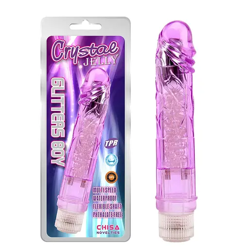 Вібратор Chisa Crystal Jelly Glitters Boy 23.6 см фіолетовий - фото 2