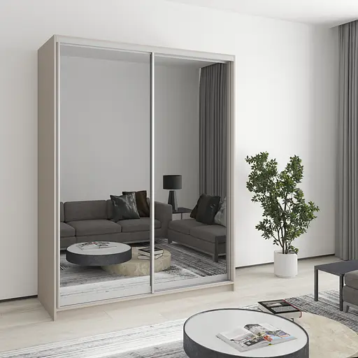 Шафа-купе дводверна MebelStar Стандарт AL 2 Дзеркала 160x60x210 см Кашемір (MBS-2546)