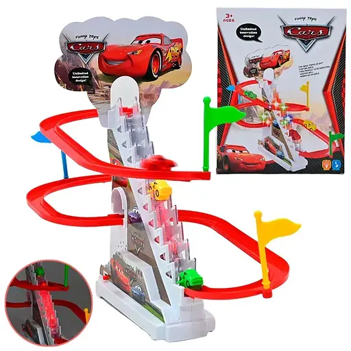 Трек Тачки, автоматичний підіймач, звуки, мелодія, підсвічування, 3 машинки, 1112H