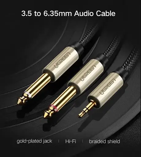 Аудіокабель UGREEN AV126 3.5mm TRS to Dual 6.35mm TS Audio Cable 2m (Gray)(UGR-10615) - фото 3