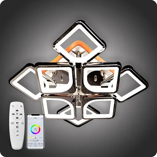 Люстра світлодіодна 517 Dlight 3color з пультом 130Вт Хром (01734) - фото 1