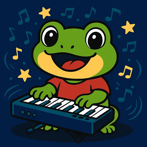 Картина по номерам для детей "Жаба з піаніно" Ideyka 25х25 см КНО1303