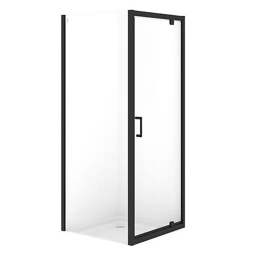 Душевая кабина Cersanit Brasco 80x80 см квадратная распашная прозрачное стекло без поддона black S168-011, про прозрачный, черный - фото 1