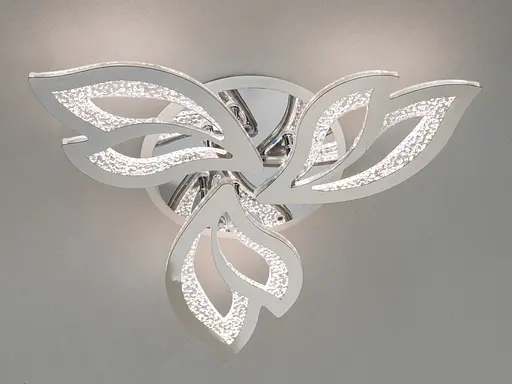 Стельова світлодіодна люстра з пультом, підсвічуванням, 55W, хром - фото 2