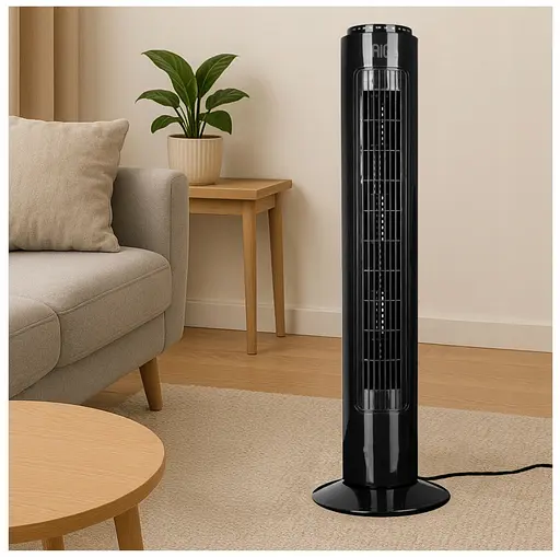 Колонний вентилятор Calid з пультом, 3 швидкості, осциляція, таймер, 45Вт, чорний - фото 3