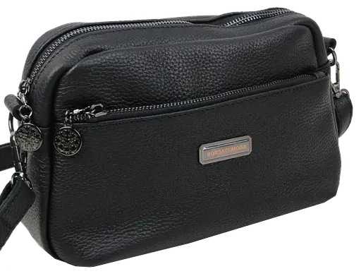 Женская кожаная сумка на плечо Borsacomoda черная sum0028725 - фото 4