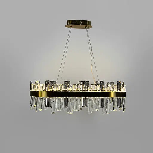 Підвісна овальна люстра із кришталем у латунному корпусі 80х30 см | Арт. MJ 210 L-800 AB | Line F - фото 2