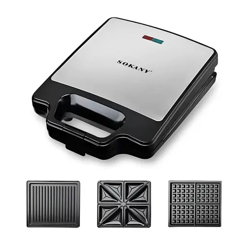 Электрогриль мультимейкер Sokany SK-BBQ-852 3в1 со съемными формами 1400 Вт - фото 3