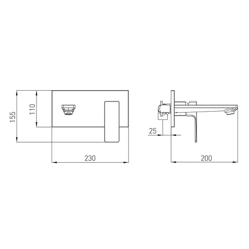 Змішувач для умивальника настінний Volle Leon de la noche 1511.010304 Чорний матовий - фото 2