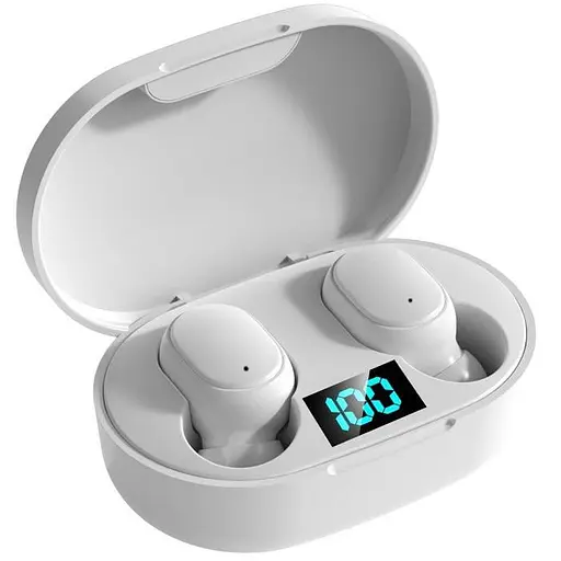 Наушники беспроводные TWS E6S с LED дисплеем White (17633) - фото 2