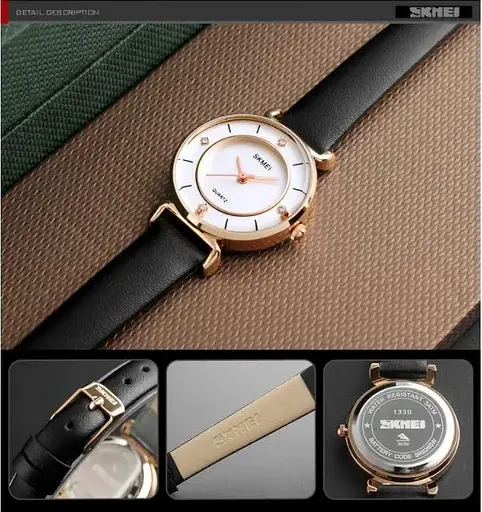 Жіночий класичний годинник Skmei 1330 (Золотистий) - фото 5