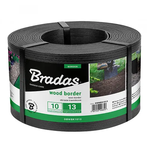 Бордюр Bradas WOOD BORDER 130 мм х 2,8 мм х 10 м чорний OBWBK1013 - фото 1
