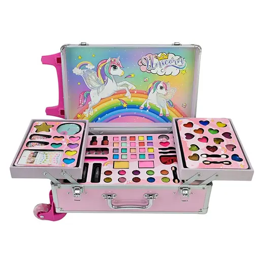 Дитячий набір стиліста  FT2066 у валізі з косметикою та аксесуарами з дизайном Єдинорожки - фото 3