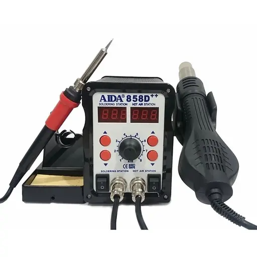 Паяльная станция Aida 858D plus бескомпрессорная, фен, паяльник - фото 1