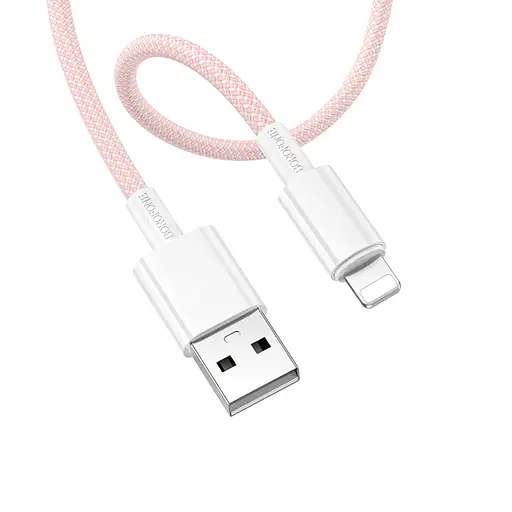 Дата кабель Borofone BX117 Source USB to Lightning 2.4A (1m) Pink - фото 2