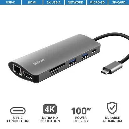 Trust USB-хаб DALYX 7-IN-1 USB-C ALUMINIUM - фото 7