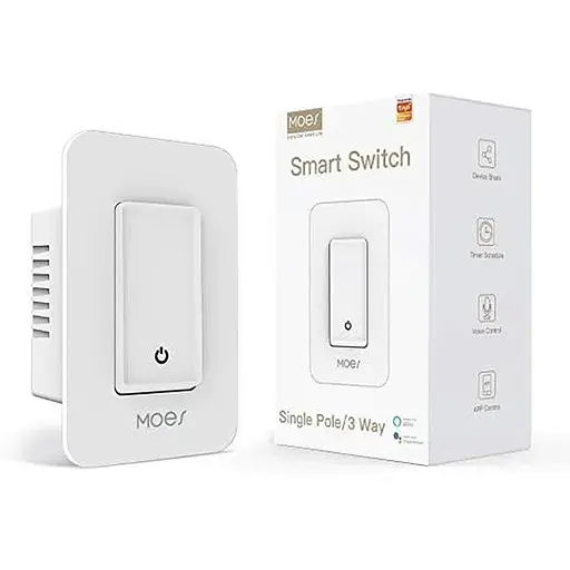 3-полосный / однополюсный интеллектуальный коммутатор Wi-Fi MOES совместим с Alexa и Google Home
