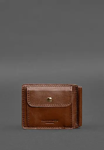 Кожаное портмоне 13.0 зажим светло-коричневый краст - фото 9