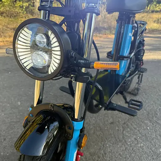 Электровелосипед Minako Monster NEW (1000W, 60V, 26Ah) Гидравлический тормоз +Раскладной Багажник/сиденья Черно-Синий - фото 6