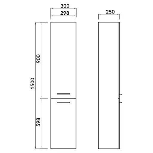 Пенал для ванної кімнати Cersanit Lara підвісний 150х30 см Горіх S926-085 30412 - фото 4