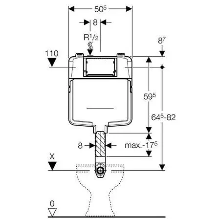Смывной бачок скрытого монтажа Geberit UP720 109.791.00.1 (глубина 8 см) - фото 2