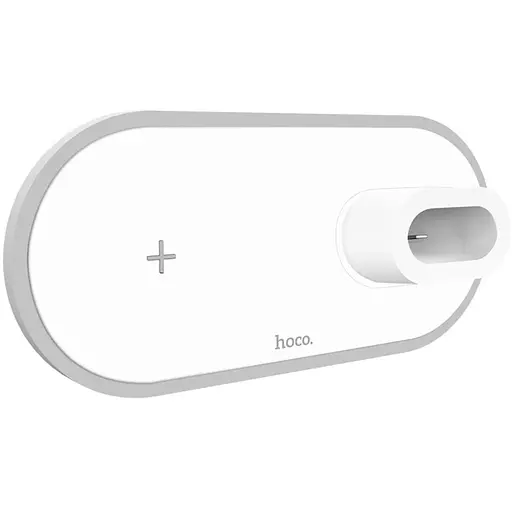 Зарядка бездротова QI Hoco CW21 Wisdom 3-in-1 iphone / watch / airpods charge біла - фото 1