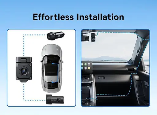 Видеорегистратор Baseus PrimeTrip VD1 Dash Cam 3K + 1080p Cosmic C01159003K + кабель + камера - фото 6