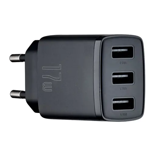 Мережевий зарядний пристрій Baseus Compact Charger 3U 17W EU Чорний - фото 1