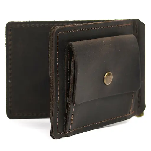 Зажим с монеткой кожаный темно-коричневый Tarwa 11.5х8х1 см acs0032184 - фото 1