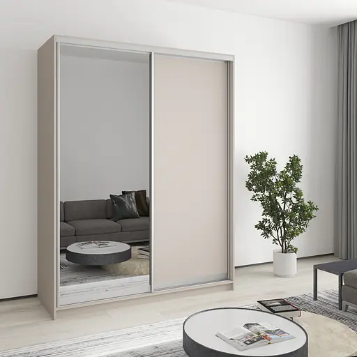 Шафа-купе дводверна MebelStar Стандарт AL ДСП/Дзеркало 160x45x210 см Кашемір (MBS-2384)