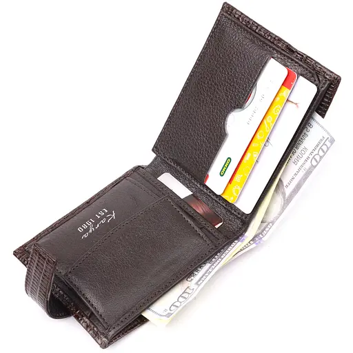 Чоловічий шкіряний гаманець KARYA 11х9х2 см acs0023919 - фото 4