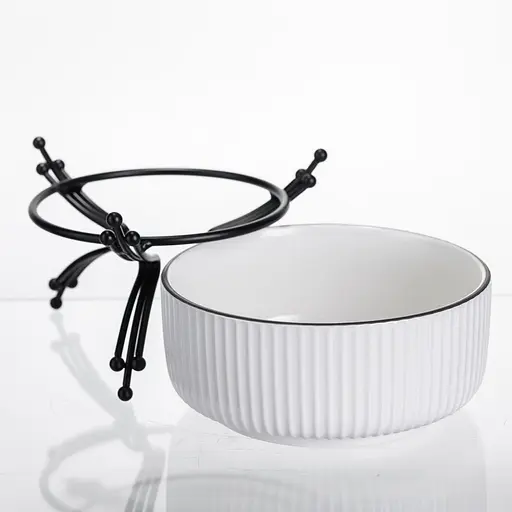 Салатник фарфоровый на металлической подставке Ø16 (см) тарелка для салата салатница Черный Yiwu LB-1568B - фото 4