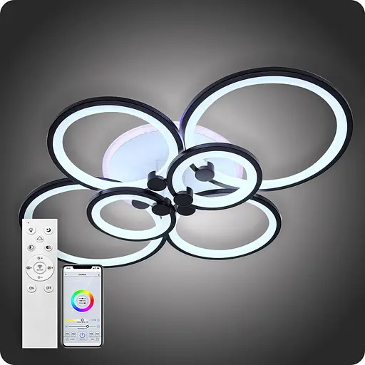 Люстра світлодіодна 517 Light 3color з пультом 156Вт Чорний (01426) - фото 1