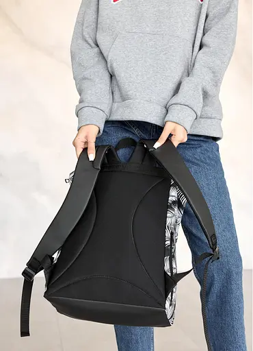Жіночий рюкзак ролл Sambag RollTop Milton чорний з принтом Palm 41 х 30 х 16 см (24251720) - фото 5