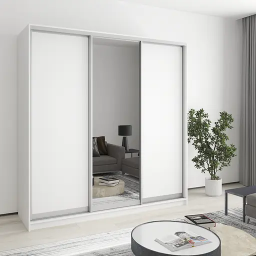 Шкаф-купе трехдверный MebelStar Комбо AL 2ДСП/Зеркало 200x45x240 см Аляска белый (MBS-1679)